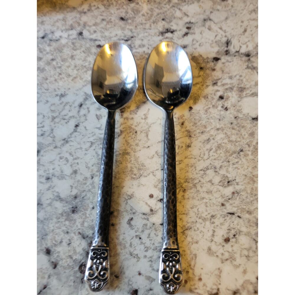 Gourmet Settings AVALON Stainless Hammered GS 18/10 Flatware 2 Large Spoons